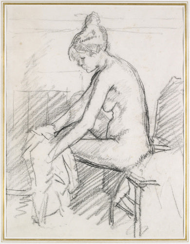Study of a Nude Female, seated, drying her right Foot
