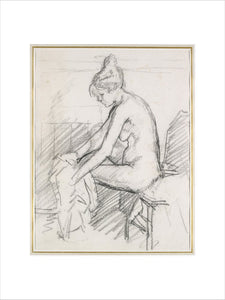 Study of a Nude Female, seated, drying her right Foot