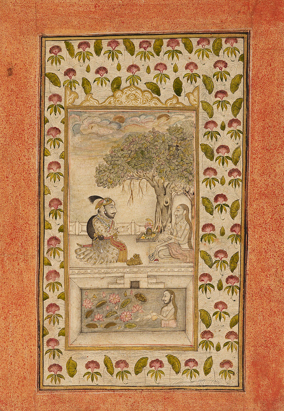 Maharana Sangram Singh seated with a yogi