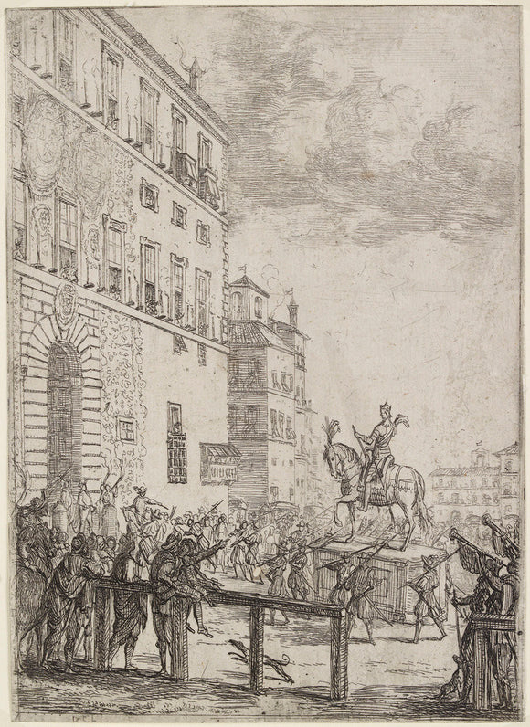 The Equestrian Statue is Guided to the Palazzo di Spagna