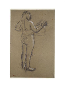 Nude Woman drying herself with a Towel, seen from behind