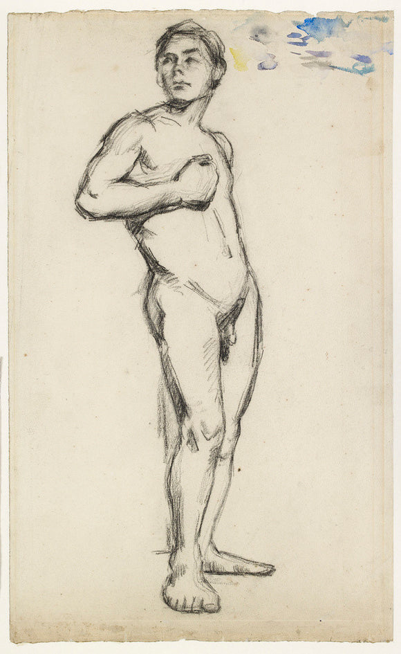 Academic Study of a male Nude with his right Hand clenched across his Chest