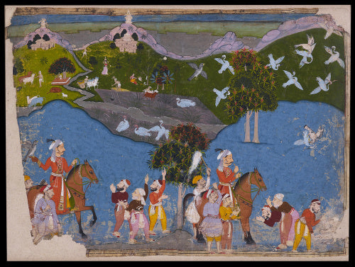 Maharana Amar Singh hunting sarus crane, c. 1700