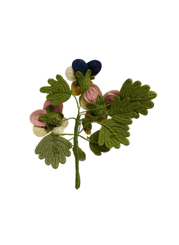 Needlework favour or love token: Pansies