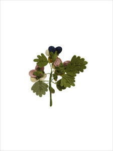 Needlework favour or love token: Pansies