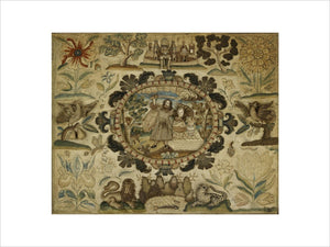 Embroidered picture: "The Sacrifice of Isaac", 1673