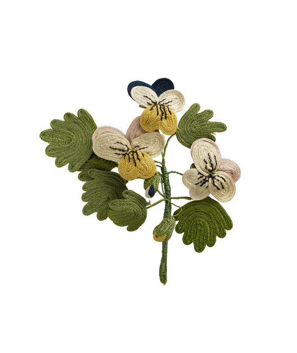 Needlework favour or love token: Pansies