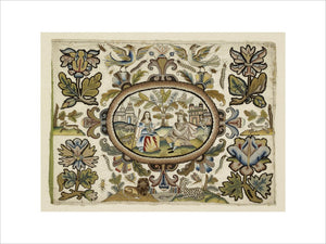 Embroidered picture: "Pastoral Scene"