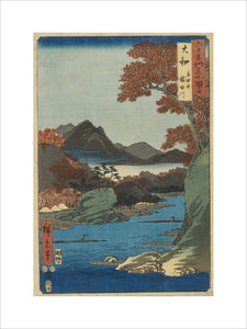 Woodblock print - Yamato Province, Tatsuta River & Hills. No.2