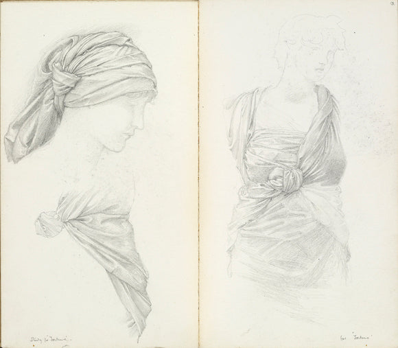 Sketchbook with figure and drapery studies'