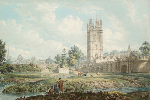 Magdalen College and Bridge, Oxford, from the River