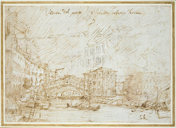 Recto: Venice: The Ponte di Rialto  Verso: Various Figure Studies