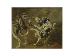 Pieter Boel Jan Fyt, formerly attributed to Study of Dogs and a Monkey on the Edge of a Wood