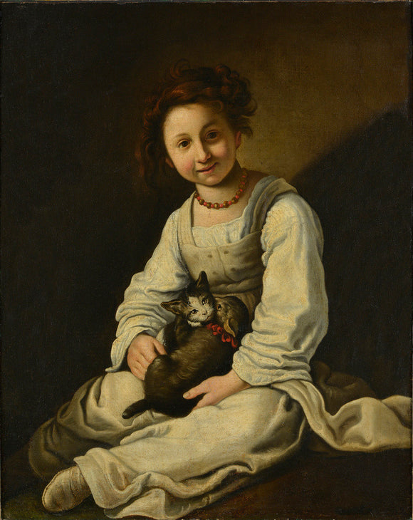 Girl with a Dog and a Kitten