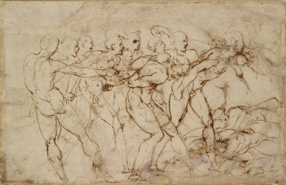 Verso: Battle Scene with Prisoners being pinioned