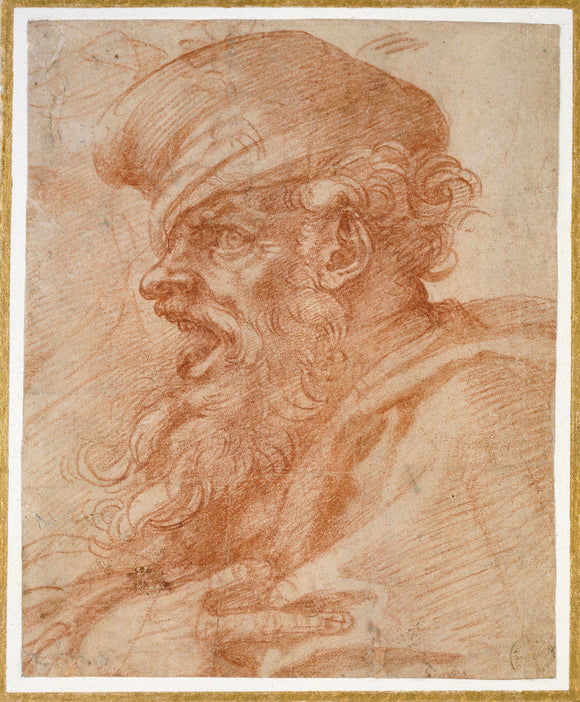 Recto: Head of a Bearded Man shouting